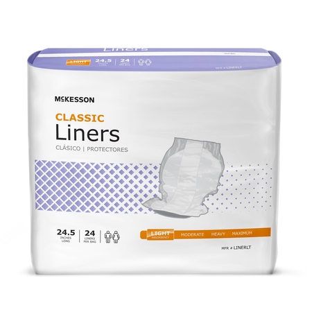 MCKESSON Incontinence Liner 24.5" L Contoured Light, PK 24 LINERLT